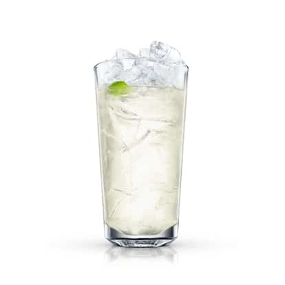 Absolut Rickey served in a highball glass filled with ice and a lime wedge