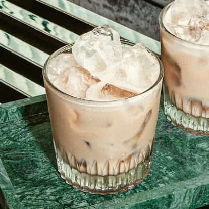 Mudslide served in two  rocks glasses with ice