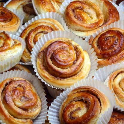 Bakery Orgeat spiral pastries in paper baking cups