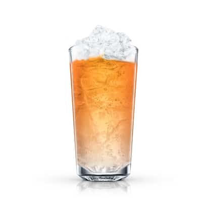 Absolut Asian Blossom in a highball glass with crushed ice on white background
