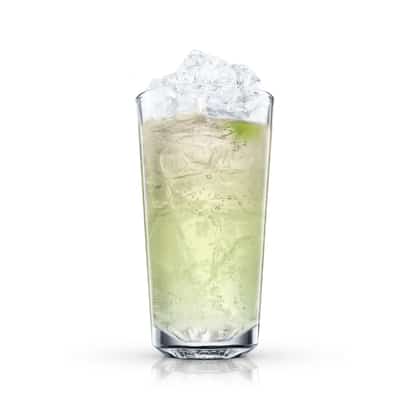 Absolut Citron Wave Rider served in a highball glass over crushed ice with lime wedge