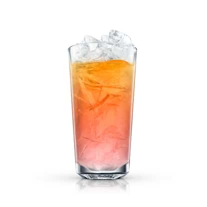 Grcic Madras in a highball glass with crushed ice on white background.