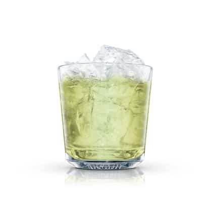 Absolut Mint in a rocks glass with ice on white background