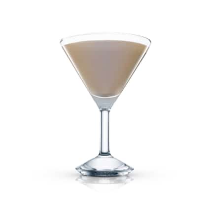Absolut Mochatini in a martini glass on white background