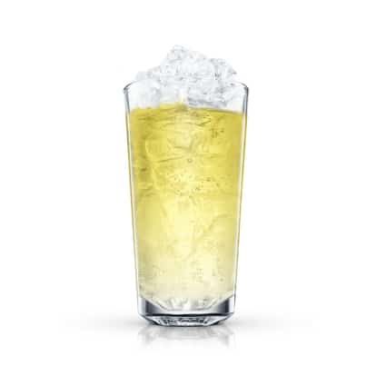 Absolut Night in a highball glass with crushed ice on white background