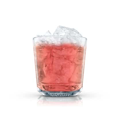 Absolut Pomegranate Julep in a rocks glass with crushed ice on white background