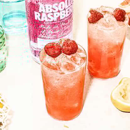 Absolut Raspberri Collins, a raspberry-flavored vodka twist on the Tom Collins.