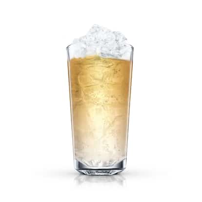 Absolut Vanilia Snap in a highball glass with crushed ice on white background