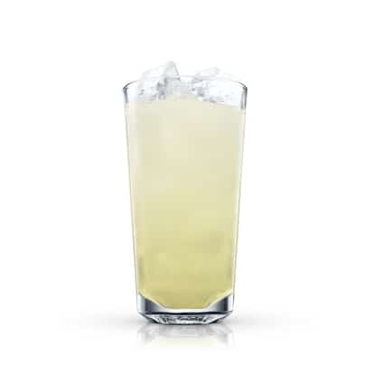 Albemarle Fizz in a highball glass with ice on white background