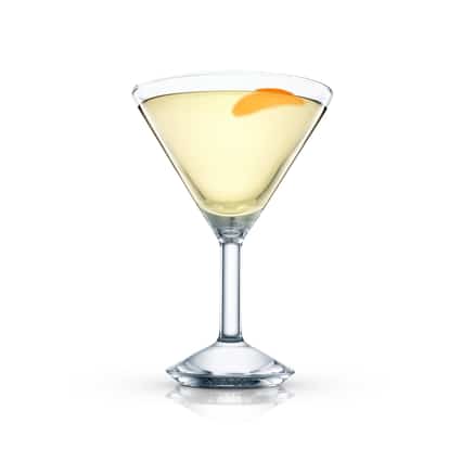 American Dream in an Absolut martini glass with an orange peel on white background