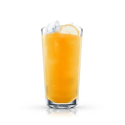 Andromeda in a highball glass with ice and a lemon wheel