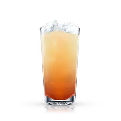 April Shower served iced in a highball glass on white background