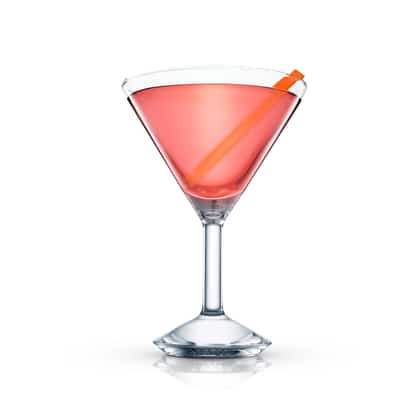 Beauty Queen in a martini glass with an orange twist on white background