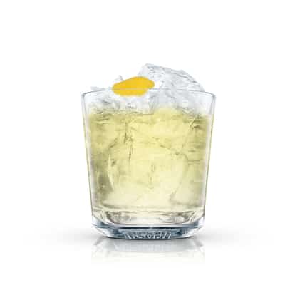 Big Boy In China in an Absolut rocks glass with crushed ice and lemon peel garnish