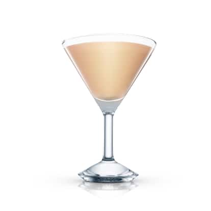 Bloom of Youth in a martini glass on white background