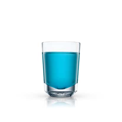 Blue Eyed Blond in a rocks glass with reflection on white background