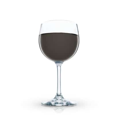 Budapest By Night served in a filled stemmed wine glass on white background