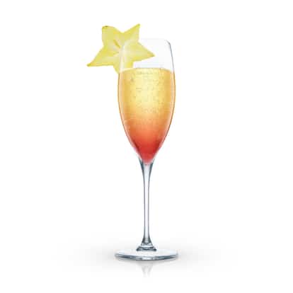 Carambole served in a champagne flute with starfruit garnish