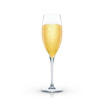 Champagne Flip in a champagne flute on white background
