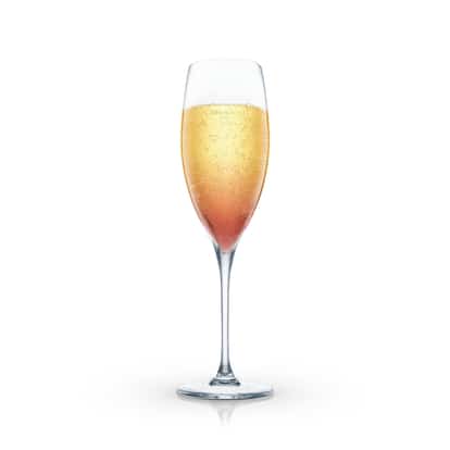 Champagne Pick Me Up served in a champagne flute on white background.