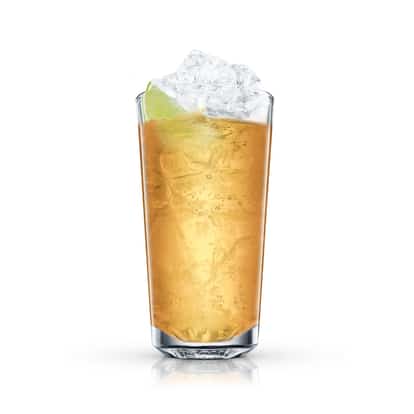 Chivas Cooler served in a highball glass with crushed ice and a lime wedge
