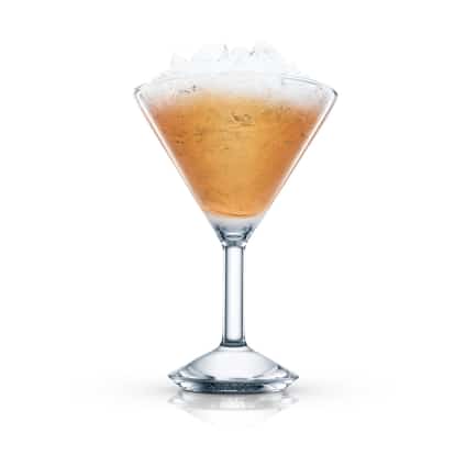 Choker in a martini glass topped with crushed ice on white background