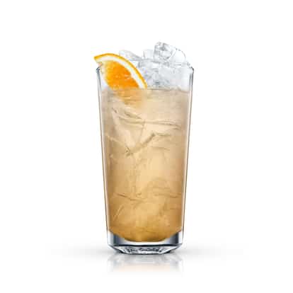 Colonel Collins in a Collins glass with crushed ice and an orange wedge