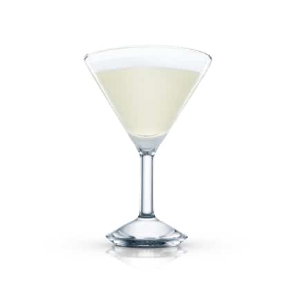 D’amour Cocktail in a stemmed martini glass on white background