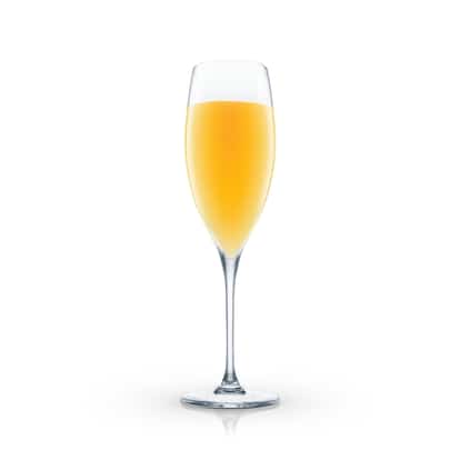 Delicia in a champagne flute on white background