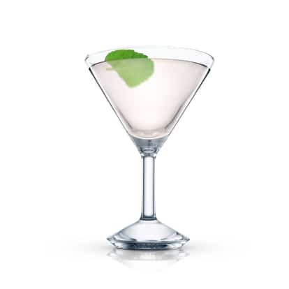 Derby Cocktail served in a martini glass with a mint leaf garnish on white background