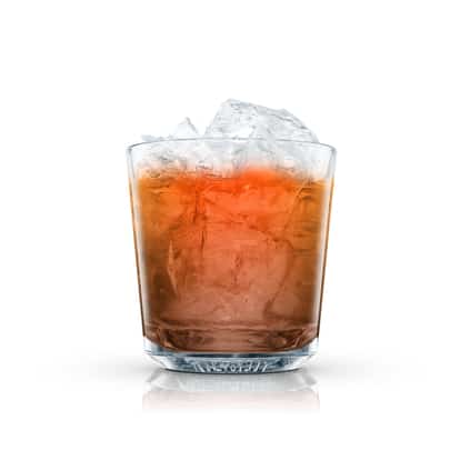 Dirty Mother in an Absolut rocks glass with crushed ice on white background