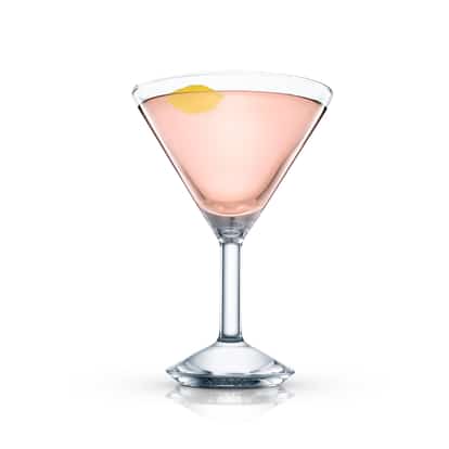 Doctor’s Special in a martini glass with lemon twist on white background