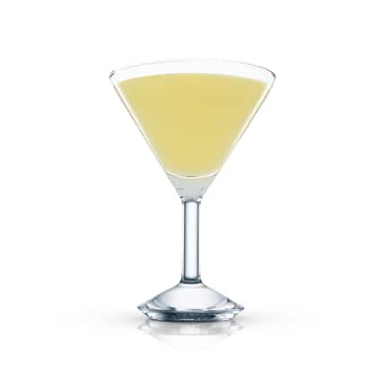Dominican Sunrise served in a martini glass on white background