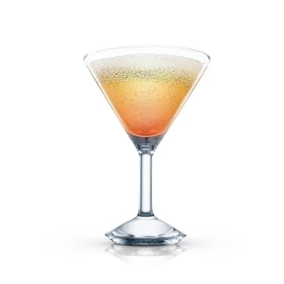 Dream Cocktail in an Absolut martini glass on white background
