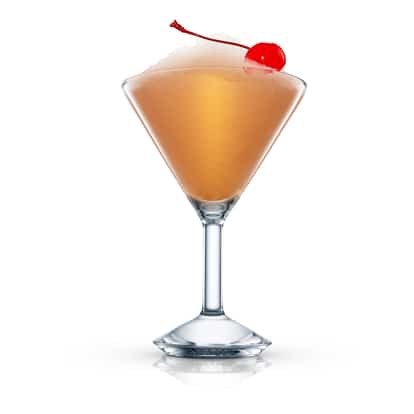 El Floridita served in a chilled martini glass with crushed ice and a maraschino cherry on top