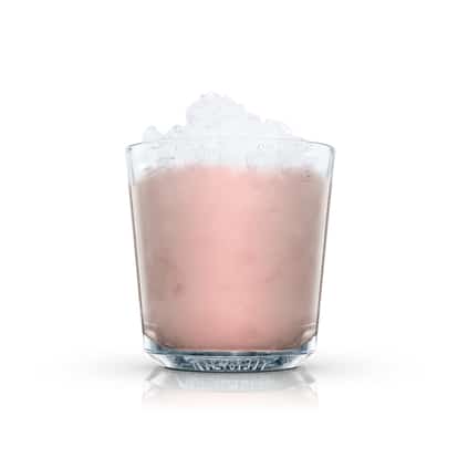 Eminent served in an Absolut rocks glass topped with crushed ice on white background
