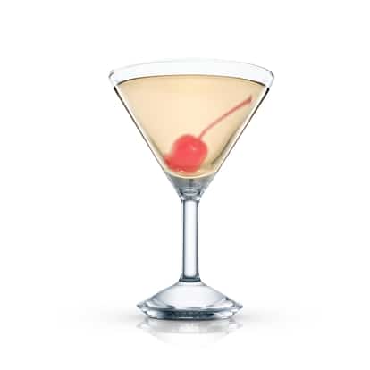 Floor Walker in an Absolut martini glass with a maraschino cherry on white background