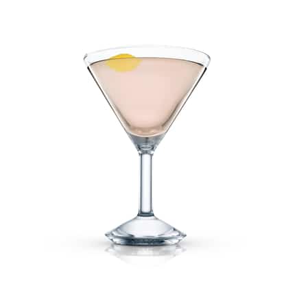 Friendship Seven in an Absolut martini glass with lemon twist on white background