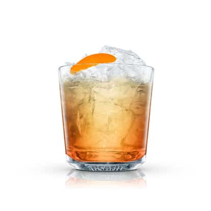 Gaslight in an Absolut rocks glass with crushed ice and orange peel