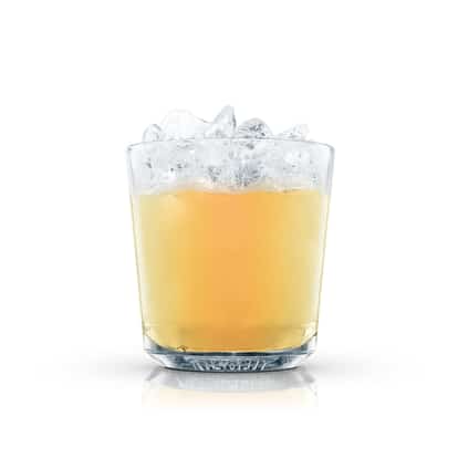 Genever Cocktail in an Absolut rocks glass with crushed ice on white background