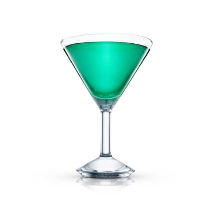 Green Innocence served in a martini glass on white background.