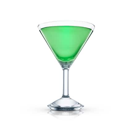 Green Lady served in a martini glass on white background