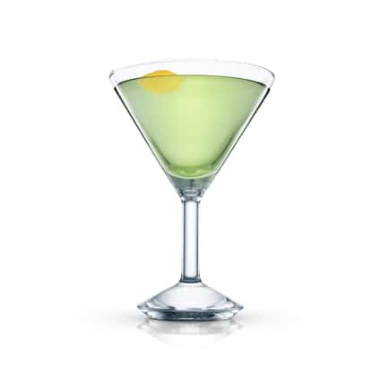 Harry’s Cocktail served in a martini glass with a lemon twist on white background.