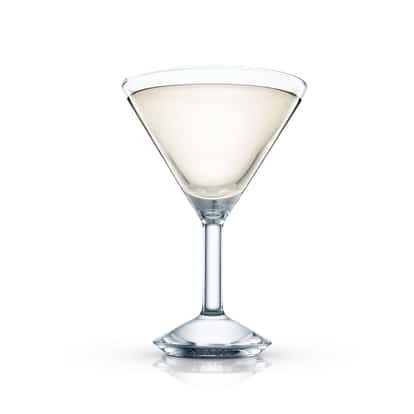 Japanese Pear served in a martini glass on white background