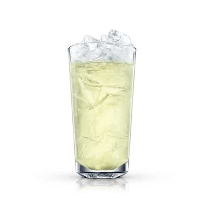 Jasmine Collins in a highball glass with crushed ice on white background