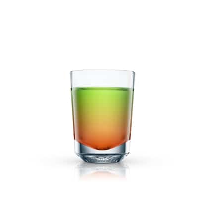 Jersey served layered in a short rocks glass on white background