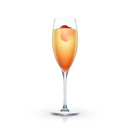 Lanesborough in a champagne flute with a strawberry on white background