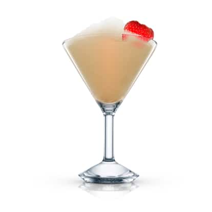 Le Paris frozen slush in an Absolut martini glass with a strawberry on the rim