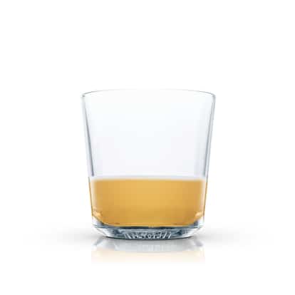 Los Angeles in an Absolut rocks glass partially filled on white background
