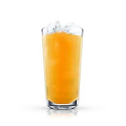 Mambo in a highball glass with ice on white background